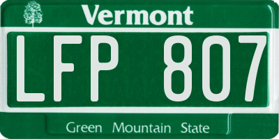 VT license plate LFP807