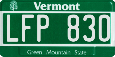 VT license plate LFP830