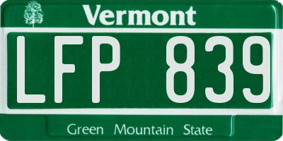VT license plate LFP839