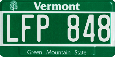 VT license plate LFP848