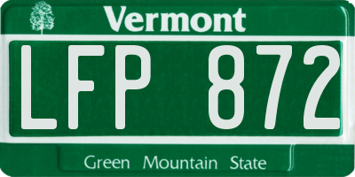 VT license plate LFP872