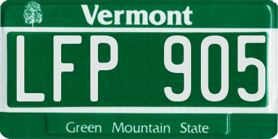 VT license plate LFP905