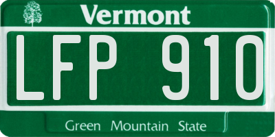 VT license plate LFP910