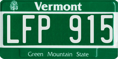 VT license plate LFP915