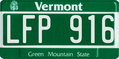 VT license plate LFP916