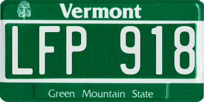 VT license plate LFP918