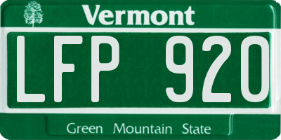 VT license plate LFP920