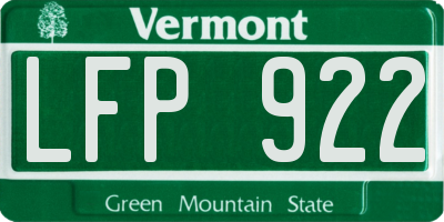 VT license plate LFP922