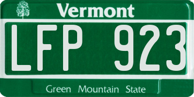 VT license plate LFP923