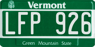 VT license plate LFP926