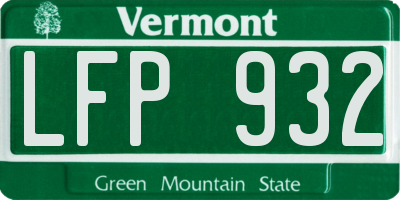 VT license plate LFP932