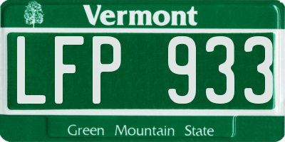 VT license plate LFP933