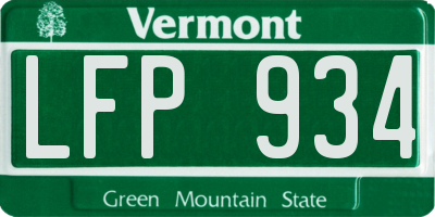VT license plate LFP934