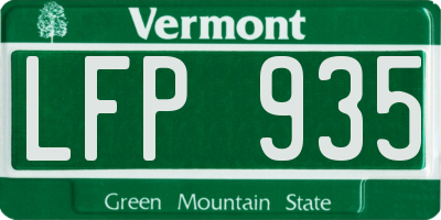 VT license plate LFP935