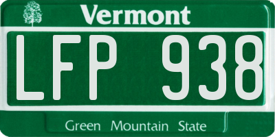 VT license plate LFP938