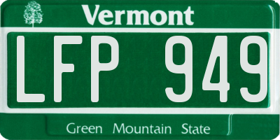 VT license plate LFP949