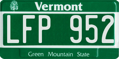 VT license plate LFP952