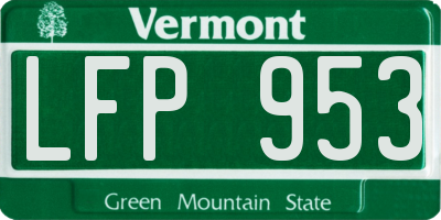 VT license plate LFP953