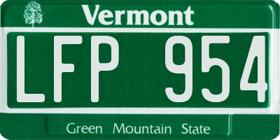 VT license plate LFP954