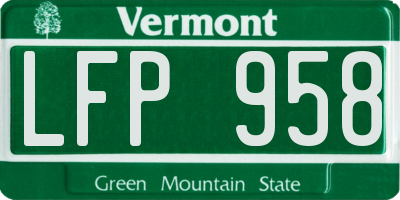 VT license plate LFP958