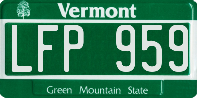 VT license plate LFP959