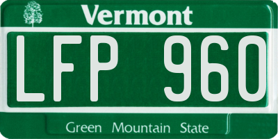 VT license plate LFP960