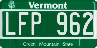 VT license plate LFP962