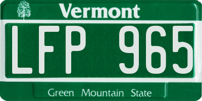 VT license plate LFP965