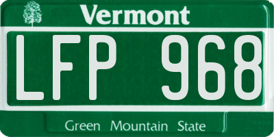 VT license plate LFP968