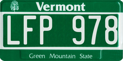 VT license plate LFP978
