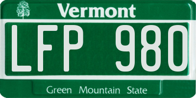 VT license plate LFP980
