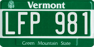 VT license plate LFP981