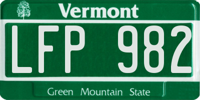VT license plate LFP982