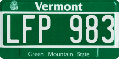 VT license plate LFP983