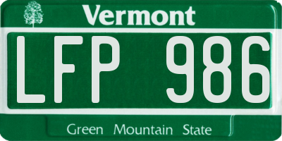 VT license plate LFP986