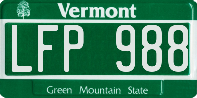 VT license plate LFP988