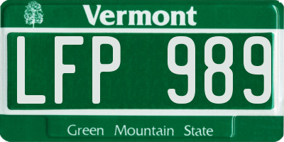 VT license plate LFP989