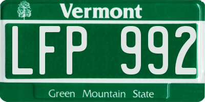 VT license plate LFP992