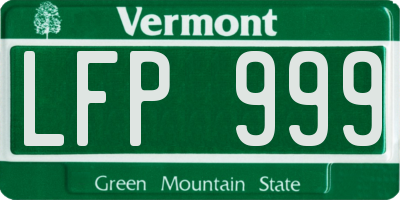 VT license plate LFP999
