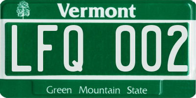 VT license plate LFQ002