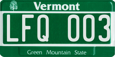 VT license plate LFQ003