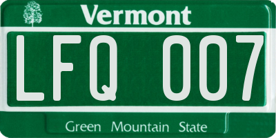 VT license plate LFQ007