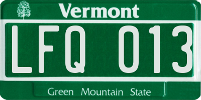 VT license plate LFQ013