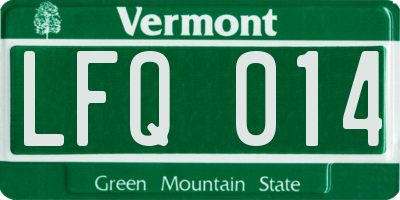 VT license plate LFQ014