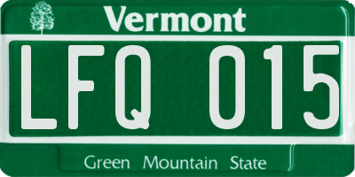 VT license plate LFQ015