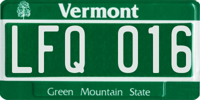 VT license plate LFQ016