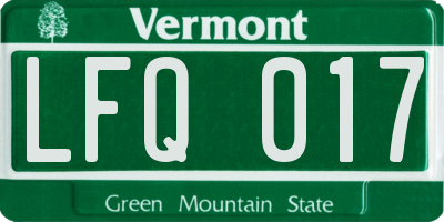 VT license plate LFQ017