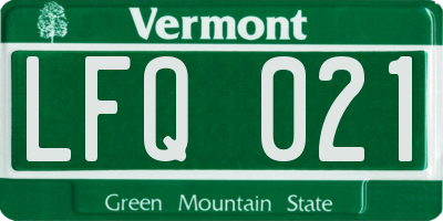 VT license plate LFQ021