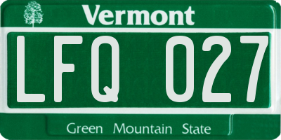 VT license plate LFQ027