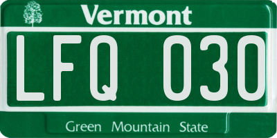 VT license plate LFQ030